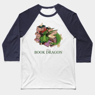 Aesthetic Book Dragon – Cozy Fantasy Bookworm Kawaii Design Baseball T-Shirt